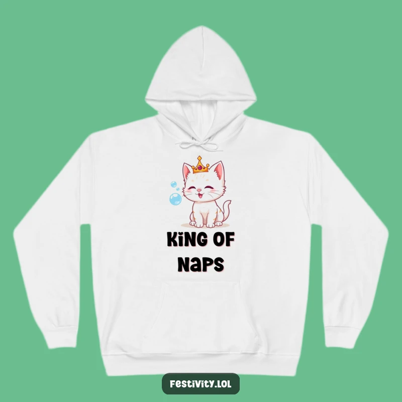 Cozy Funny Kitten Bubble Crown Hoodie: Royal Comfort and Playful Charm!