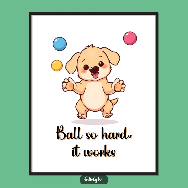 Free Printable Wall Art: Funny Juggling Puppy, Whimsical Downloadable Art for Your Home Decor!