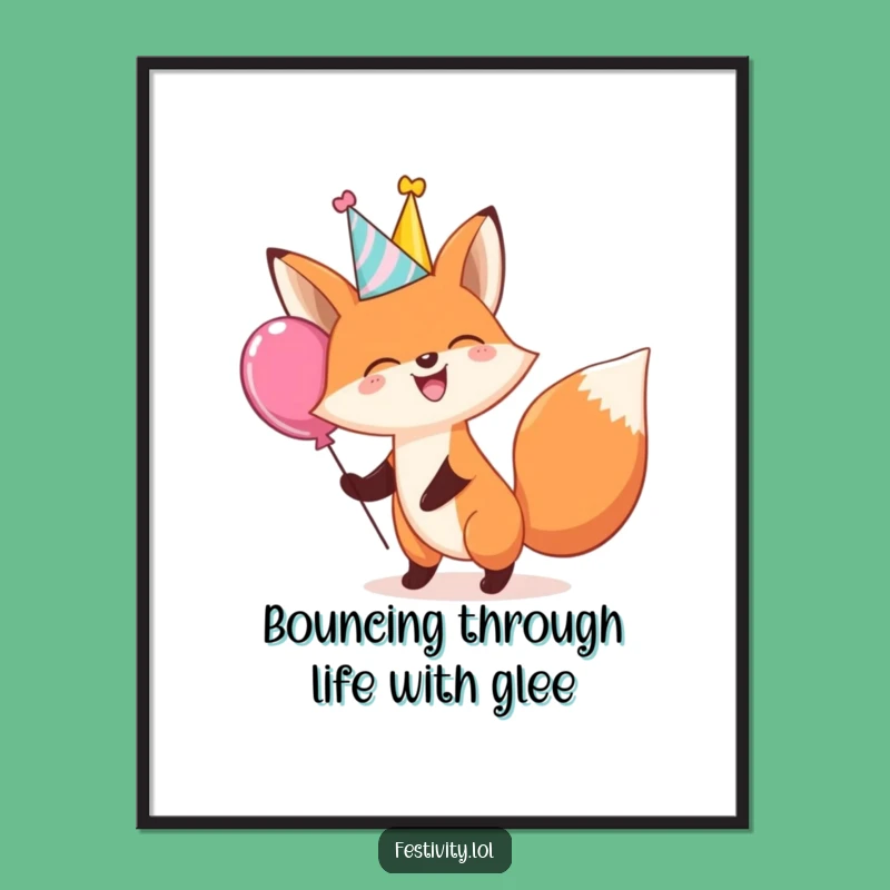 Funny Free Printable Wall Art: Giggling Fox with Giant Balloon Decor