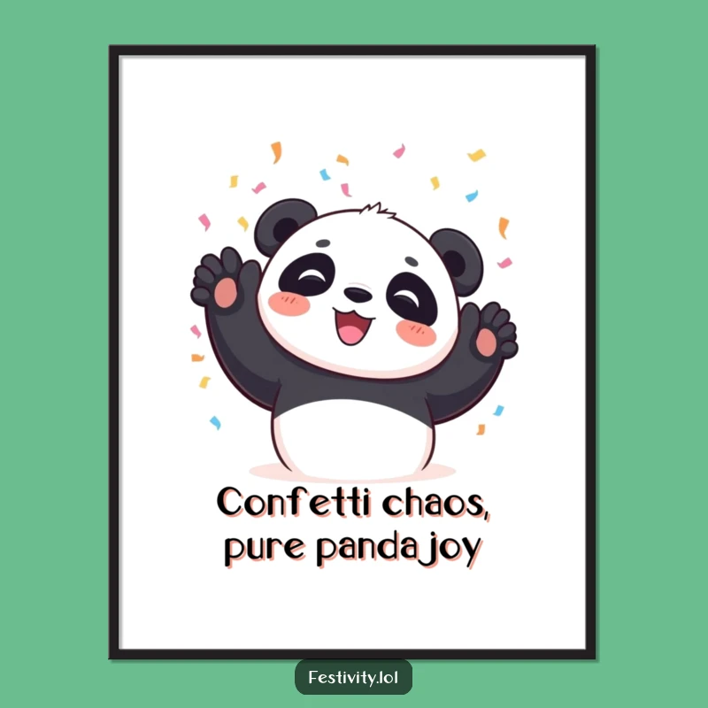 Funny Free Printable Panda Art - Joyful Confetti Panda Downloadable Wall Decor!