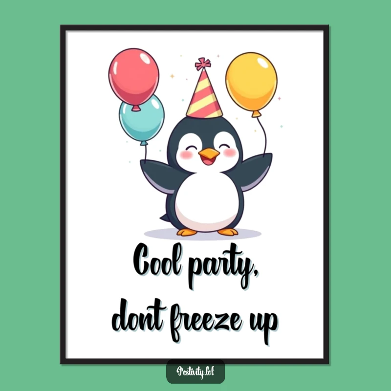 Free Printable Wall Art: Penguin Party Juggler Humor Downloadable Art