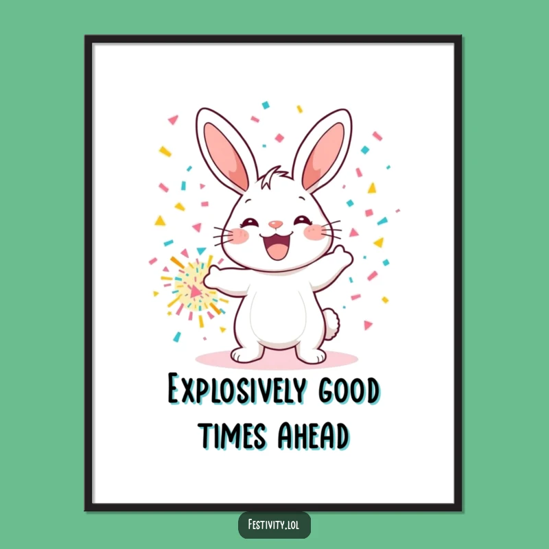 Funny Free Printable Wall Art: Bunny's Confetti Bomb Celebration Decor