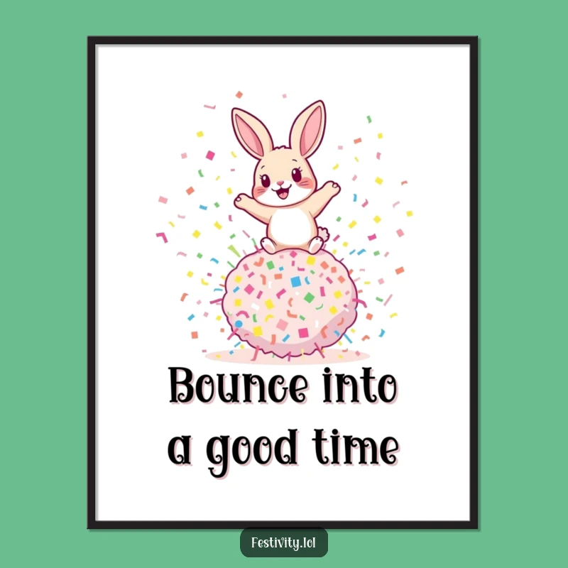 Free Printable Wall Art: Funny Confetti Bomb Rabbit Decor, Downloadable Humorous Gift