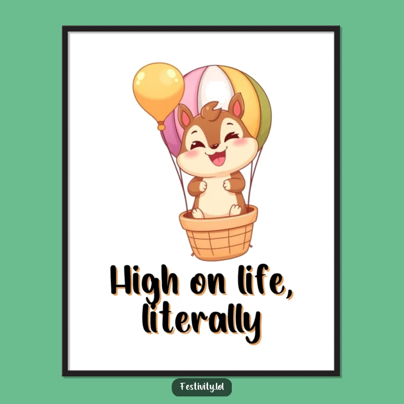 Free Printable Chipmunk Hot Air Balloon Wall Art - Funny Downloadable Decor