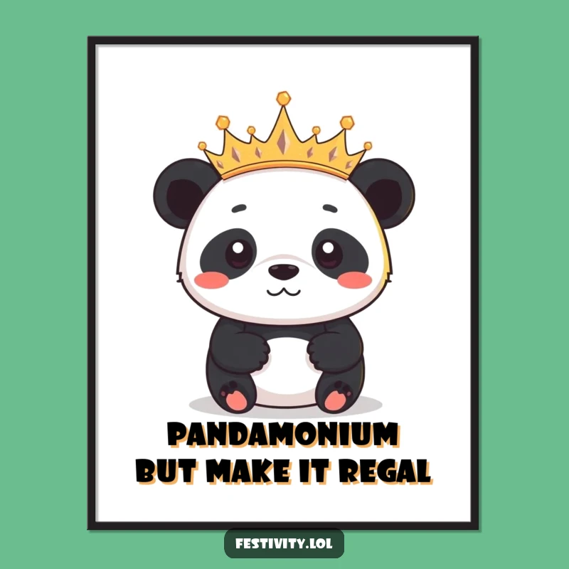 Free Printable Panda Crown Wall Art - Whimsical Decor Download