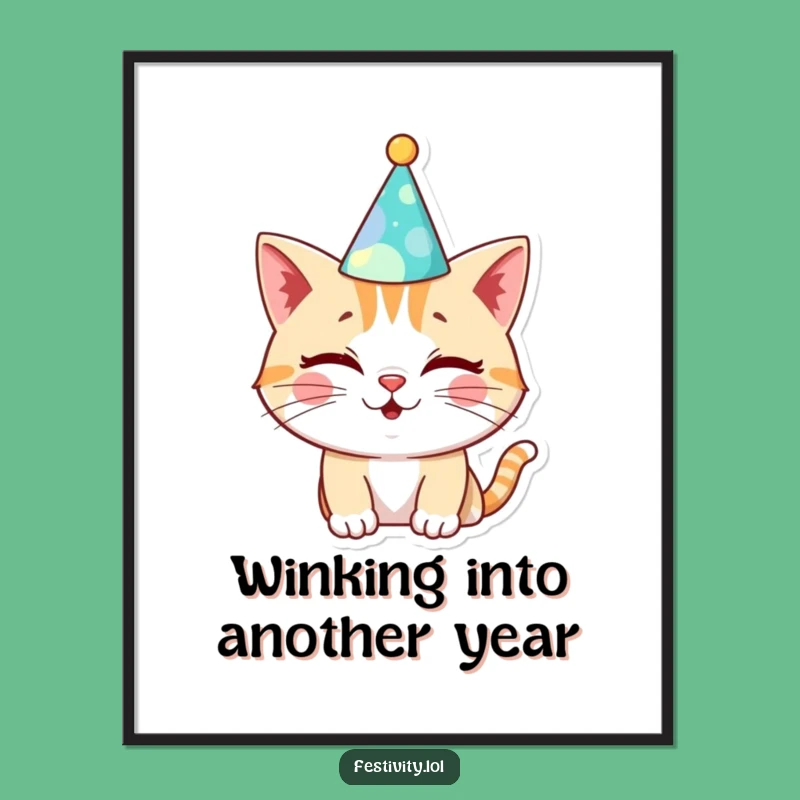 Free Printable Winking Cat Wall Art - Funny Downloadable Decor for Cat Enthusiasts