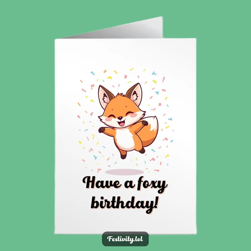 Fox Birthday Bash Free Printable Card: Energetic DIY Downloadable Gift