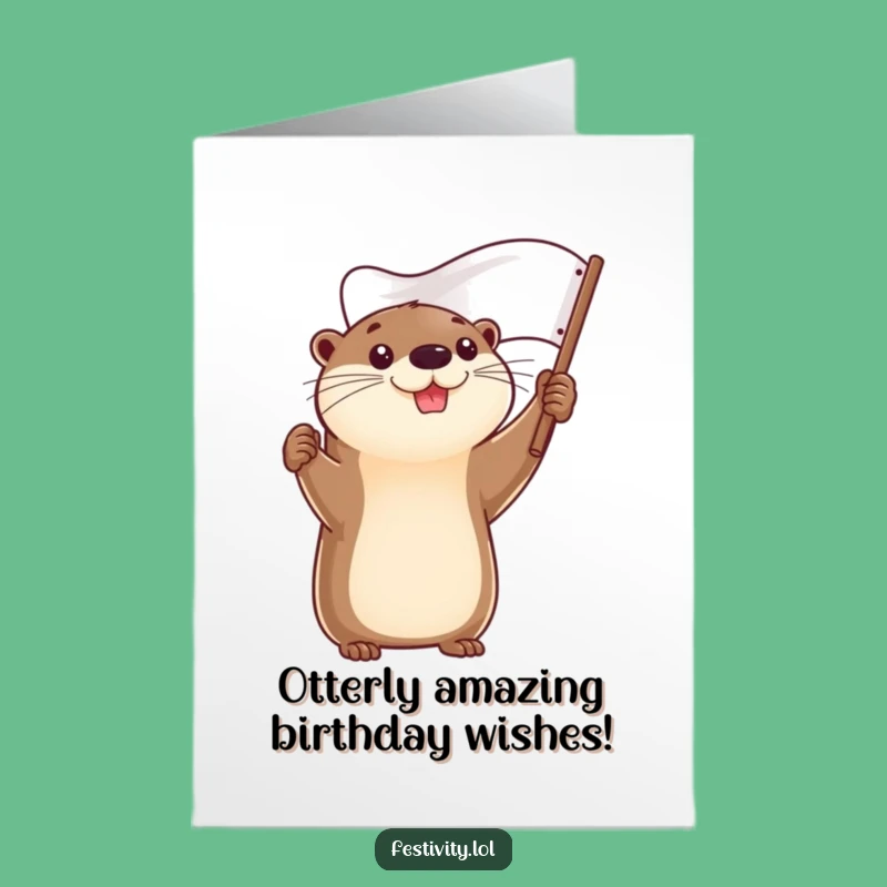 Free Printable Birthday Card: Determined Otter Flags Victory, Celebrate!