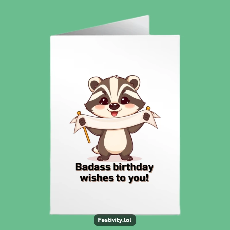 Free Printable Birthday Card: Triumphant Badger Banner - Proud & Funny Downloadable Gift