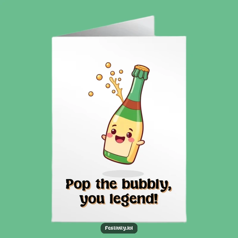 Free Printable Champagne Birthday Card: Funny Popping Cork Design for a Hilarious Downloadable Gift