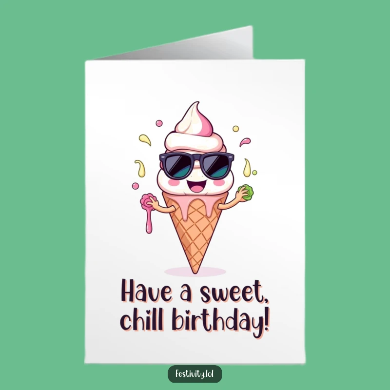 Funny Free Printable Birthday Card: Cool Cone Juggling - Chill Downloadable Gift