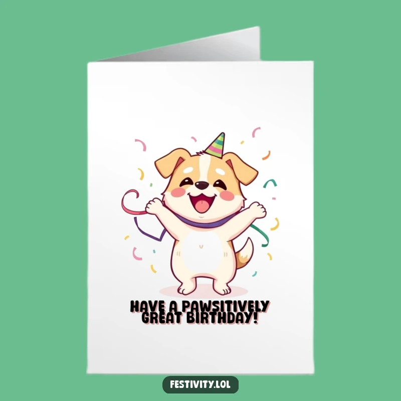 Free Printable Birthday Card: Happy Dancing Dog - Joyful & Funny Downloadable Gift