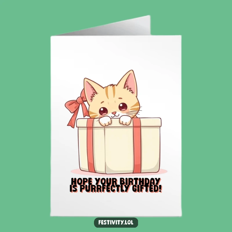 Free Printable Birthday Card: Cat Behind Box - Funny Downloadable Gift