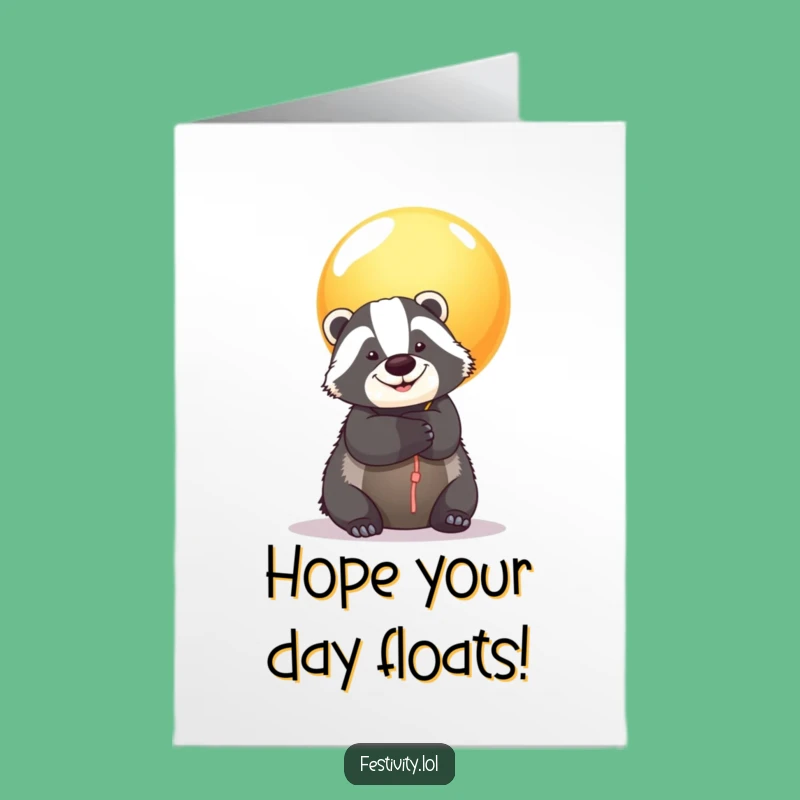 Free Printable Badger Balloon Birthday Card - Joyful Downloadable Gift for Fun