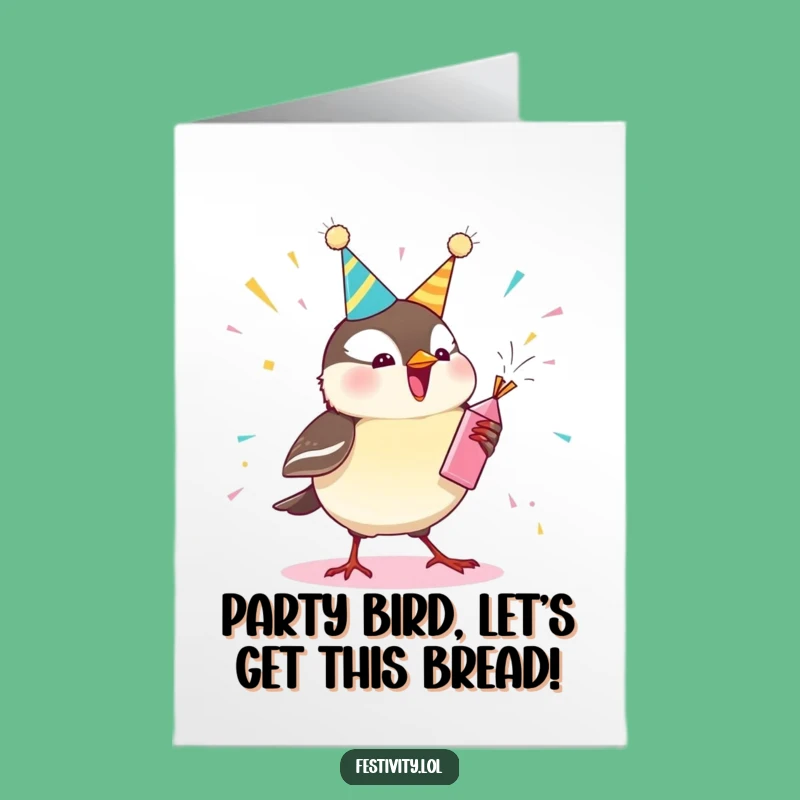 Free Printable Birthday Card: Giggling Chickadee Party Popper Fun DIY Downloadable Gift