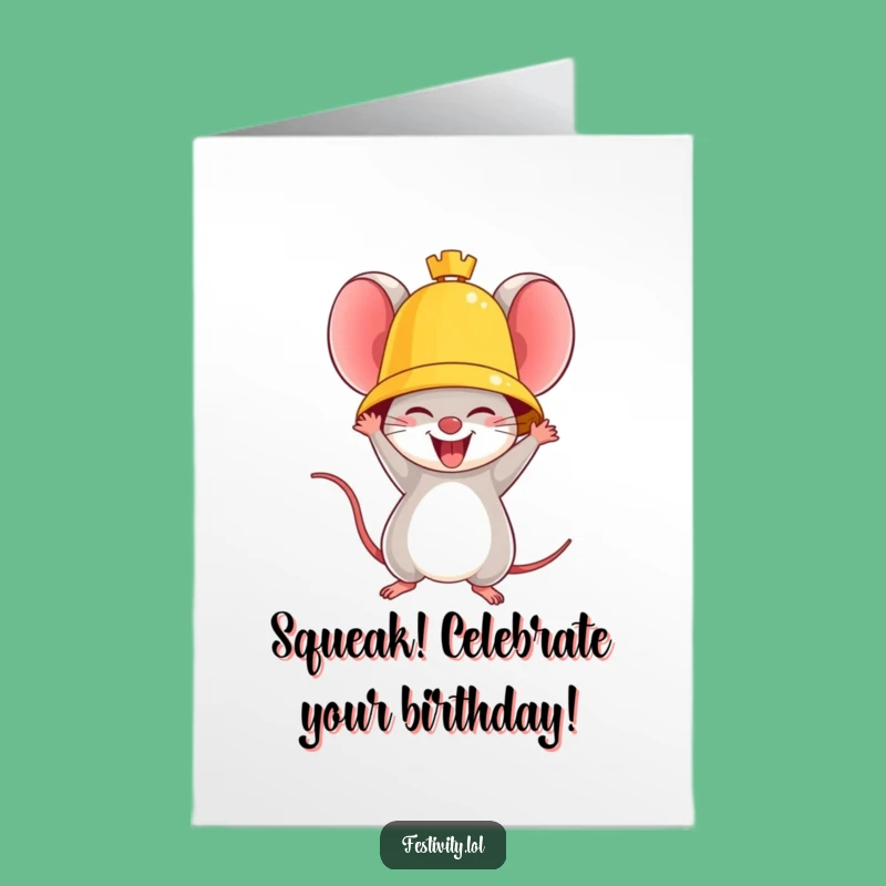 Triumphant Mouse Birthday Card: Free Printable, Joyful Downloadable Gift!