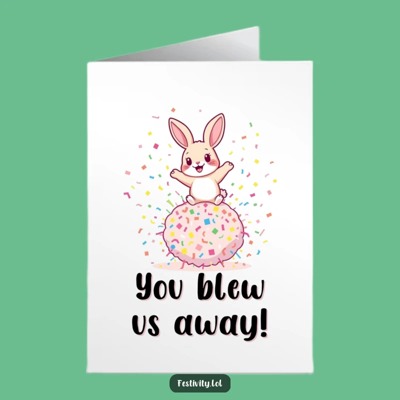 Free Printable Congrats Card: Rabbit Confetti Bomb, Humorous Downloadable Gift