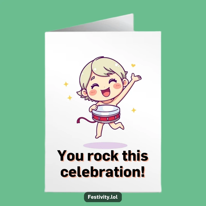 Free Printable Dancing Tambourine Card: Funny Downloadable for Celebratory Moments