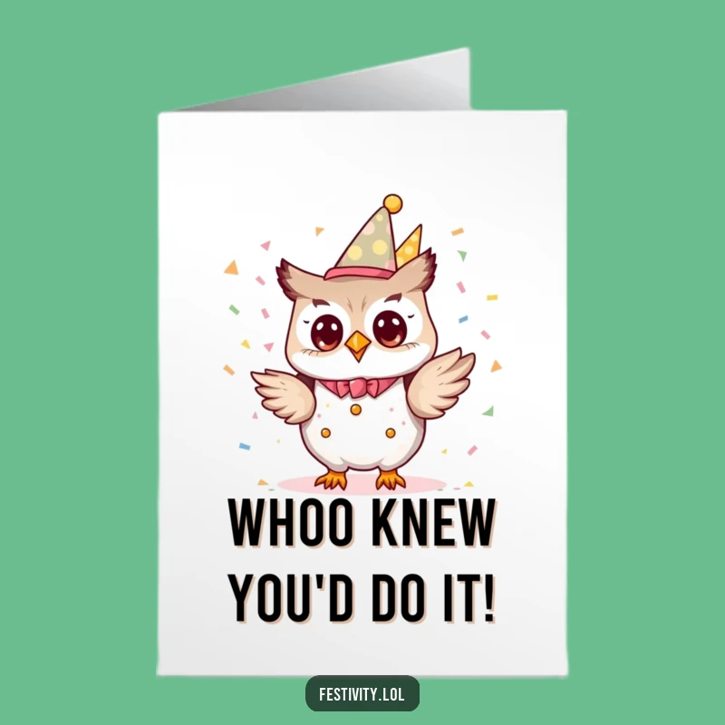 Free Printable Owl Party Planner Congrats Card Funny Downloadable for Big Wins