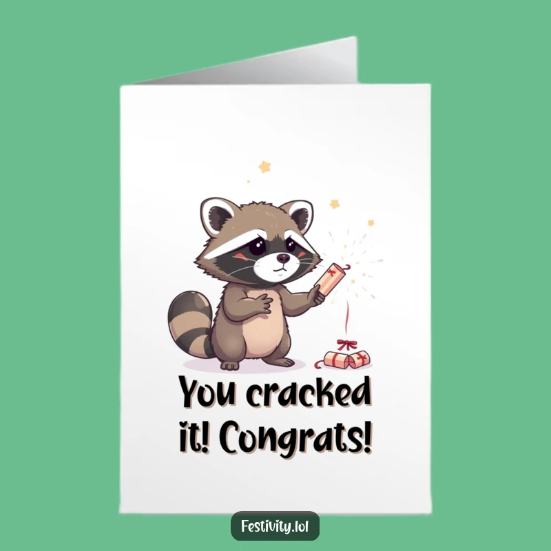 Free Printable Raccoon Juggling Crackers Congrats Card - Humorous Download