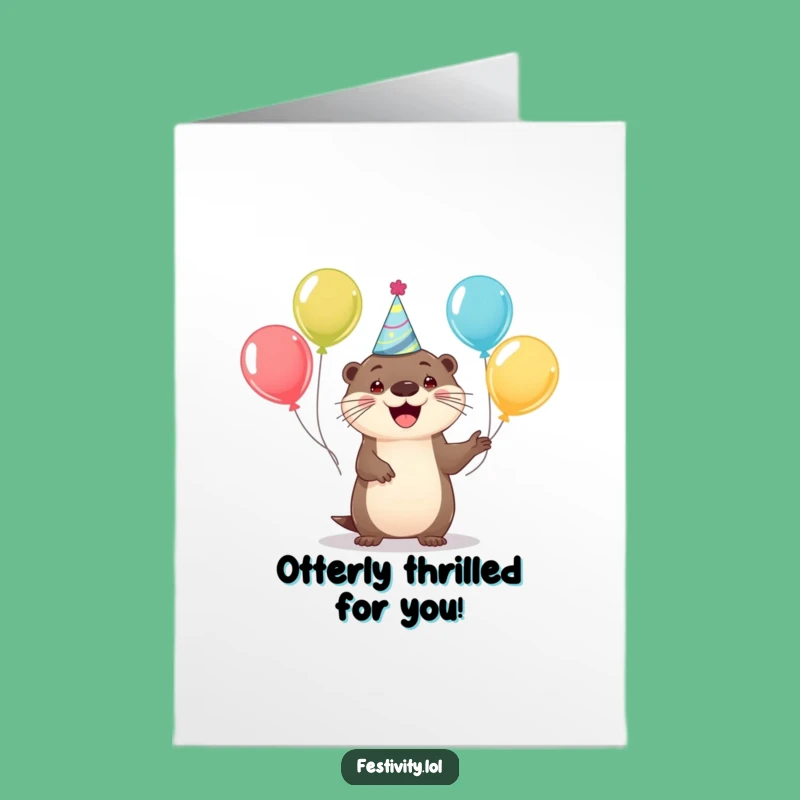 Happy Otter Congrats Free Printable Card: Cheerful DIY Downloadable Gift