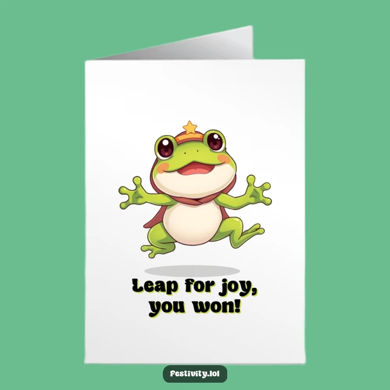 Free Printable Congratulations Card: Silly Frog Leap - Enthusiastic Downloadable Gift