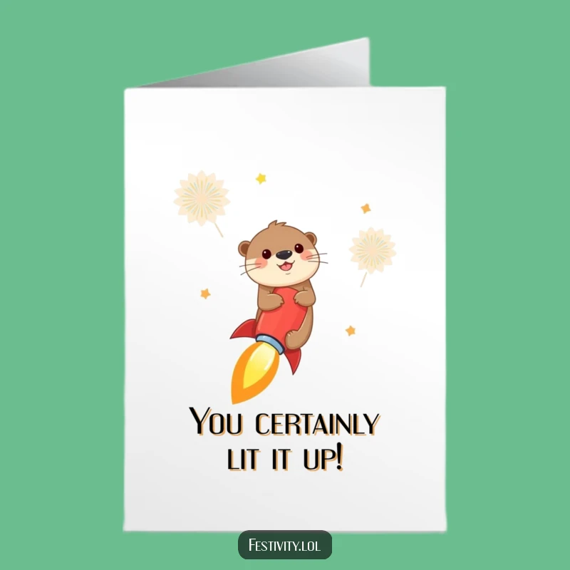 Free Printable Congrats Card: Otter Rocket Celebration, Humorous Downloadable Gift