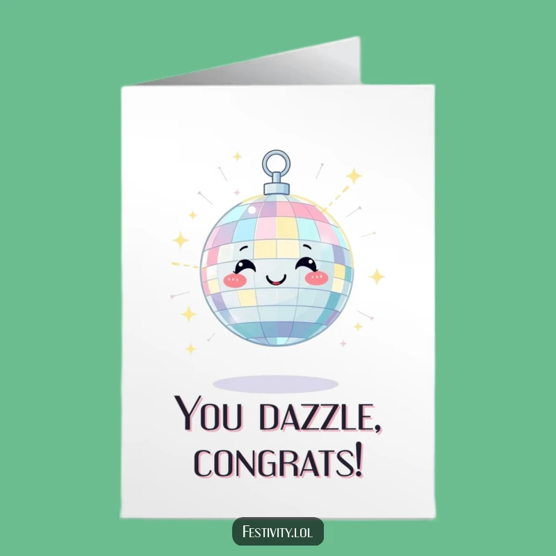 Free Printable Congrats Card: Disco Ball Celebration Downloadable Gift