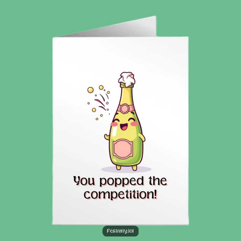 Free Printable Champagne Pop Congrats Card Funny Downloadable for Big Achievements