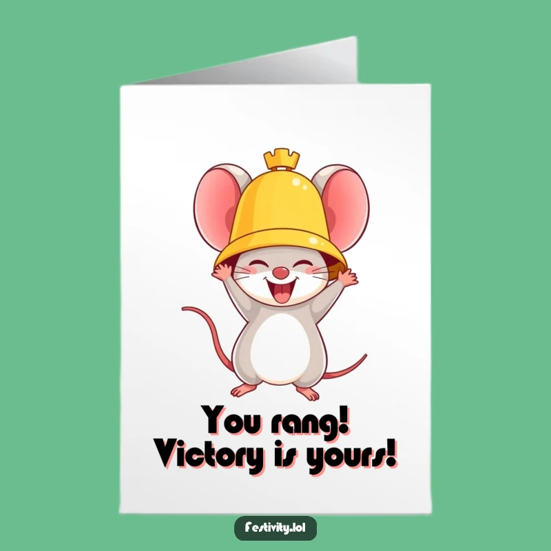 Mousey Congrats Card: Free Printable, Triumphant Bell Ringing Downloadable Gift!