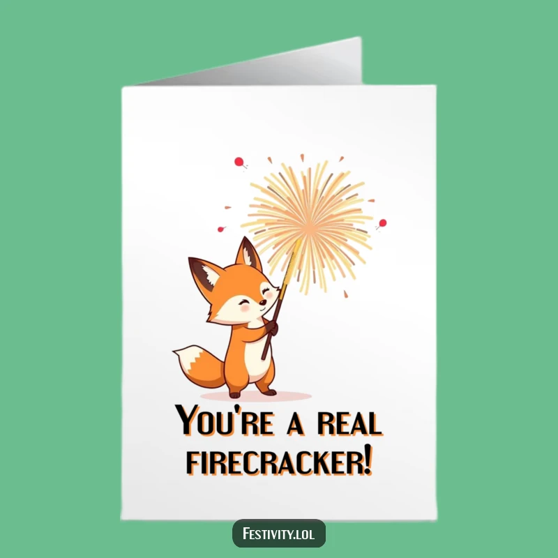 Free Printable Fox Firework Congrats Card - Funny Downloadable Gift