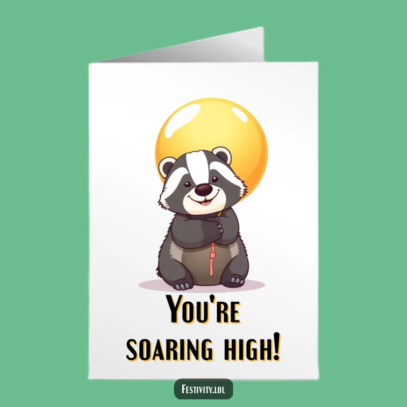 Free Printable Badger Balloon Congrats Card - Cheerful Downloadable Gift for Success