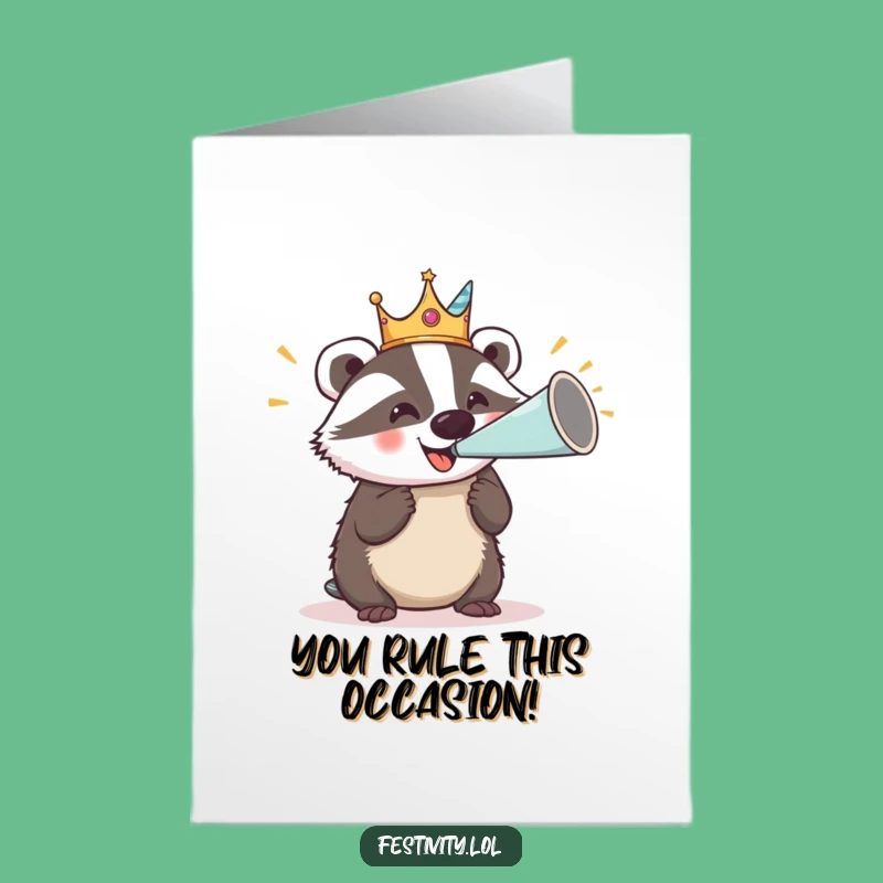 Free Printable Congrats Card: Badger's Horn Blast for Your Big Win!