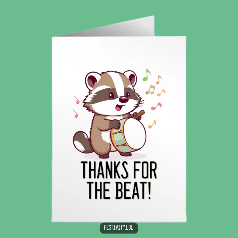Free Printable Badger Drum Thank You Card: Music Burst Downloadable Gift!
