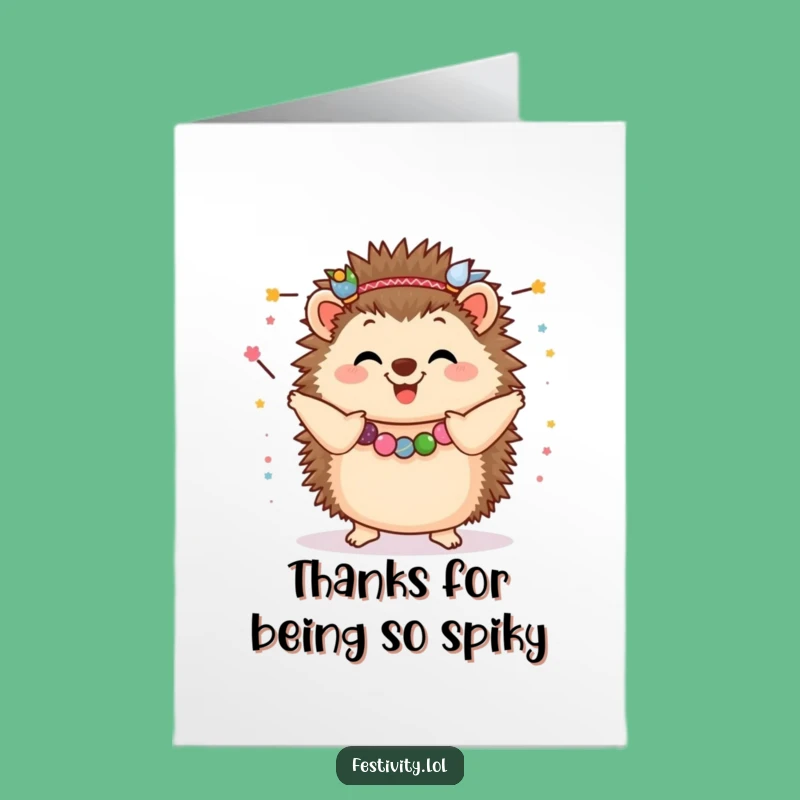 Free Printable Hedgehog Garland Thank You Card - Funny Downloadable