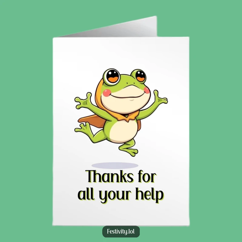 Free Printable Thank You Card: Frog Costume - Funny Downloadable Gift