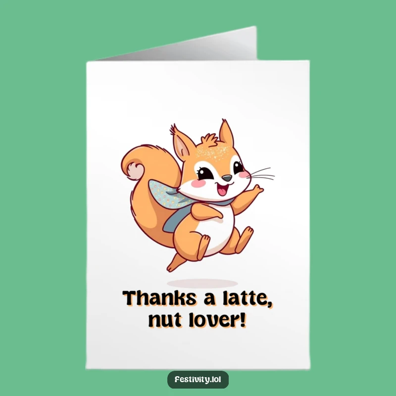 Free Printable Thank You Card: Leaping Squirrel Superhero - Express Gratitude