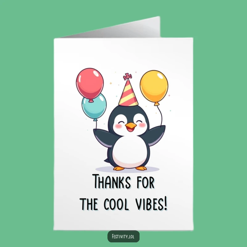 Free Printable Thank You Card: Penguin Party Juggler Downloadable Gift