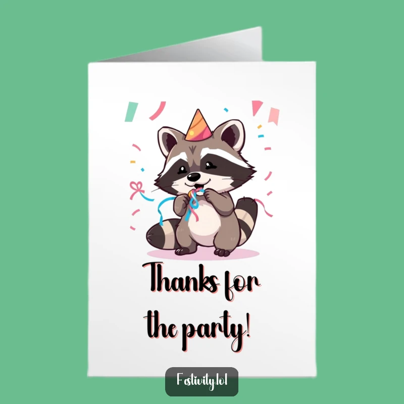 Free Printable Thank You Card: Raccoon Party Gifter - Funny Downloadable Gift