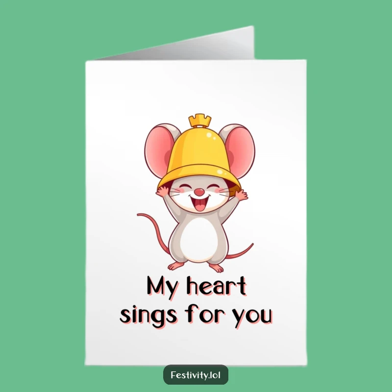Thank You Mouse Card: Free Printable, Golden Bell Gratitude Downloadable Gift!