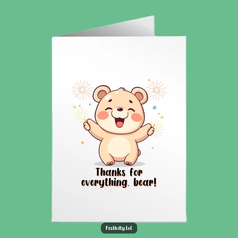 Thank You Bear Cub Free Printable Card: Shining DIY Downloadable Gift