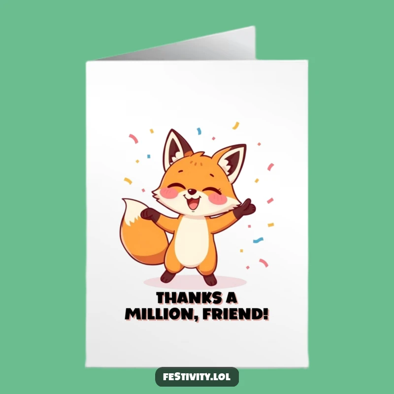 Free Printable Thank You Card: Giggling Fox Dance - Humorous Downloadable Gratitude