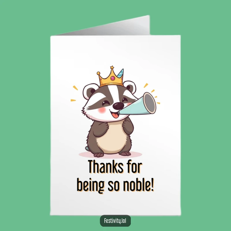 Free Printable Thank You Card: Badger's Horn Blast of Gratitude!