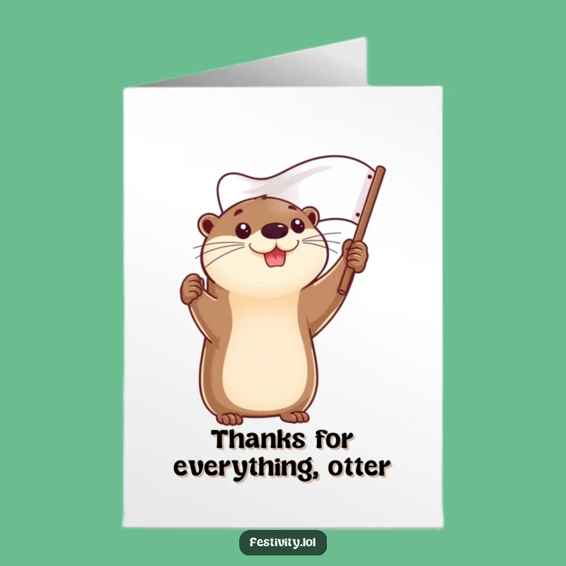 Free Printable Thank You Card: Otter Raises Flag, Thanks a Ton!