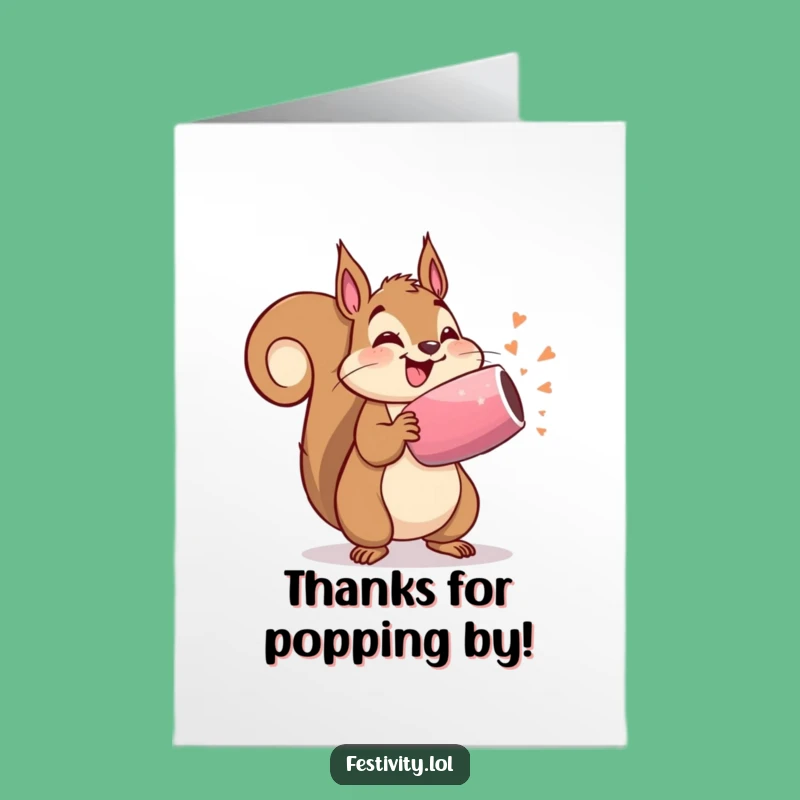 Free Printable Thank You Card: Squirrel Party Popper - Funny Downloadable Gift