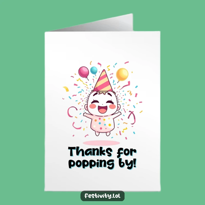 Free Printable Thank You Card: Giggling Popper Funny Appreciation Downloadable Gift