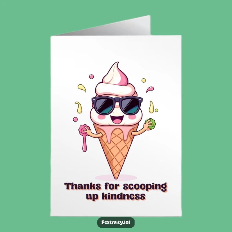 Cool Free Printable Thank You Card: Ice Cream Juggling - Print at Home