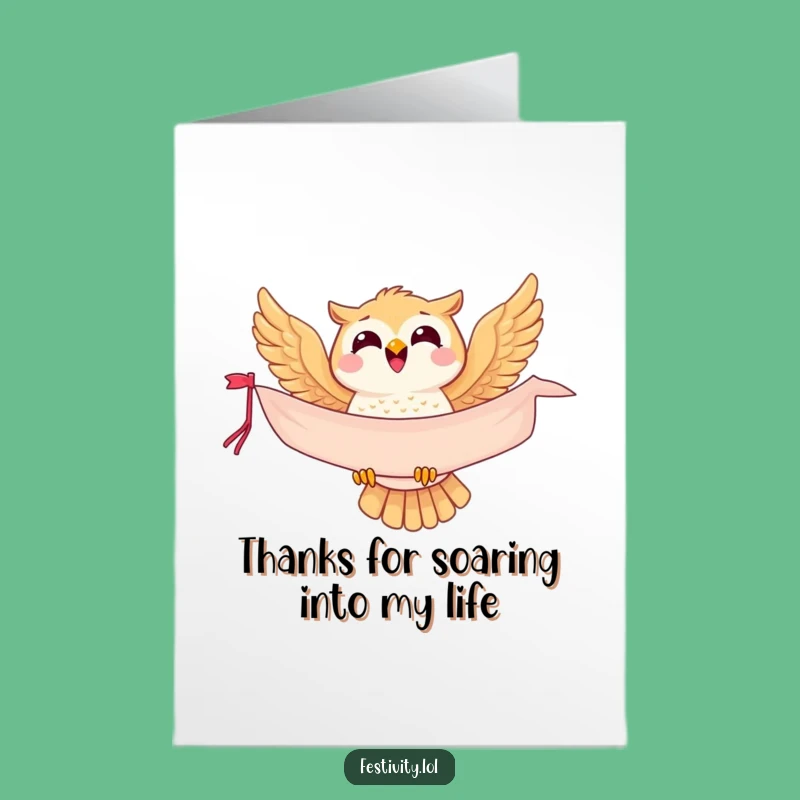 Free Printable Thank You Card: Owl's Flight Funny Downloadable Gift