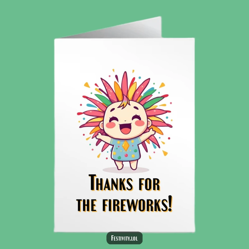 Free Printable Thank You Card: Firework Sparkle Funny Downloadable Gift