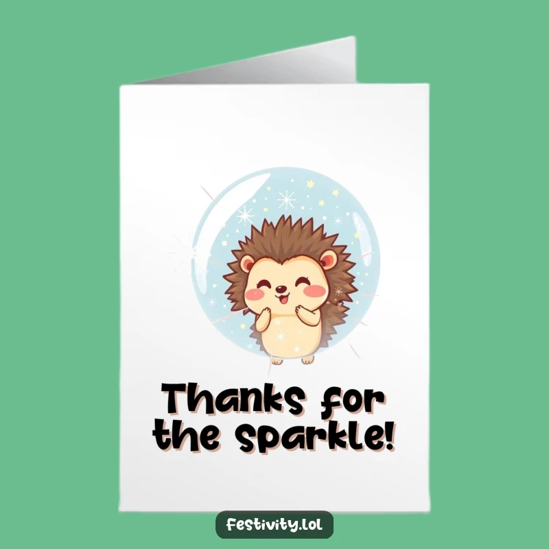 Free Printable Hedgehog Bubble Thank You Card: Fireworks Downloadable Gift!